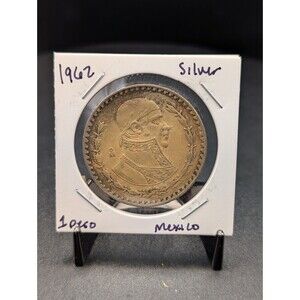 1962 Mexico Un Peso – Morelos Design – .100 Silver – In 2×2 Holder